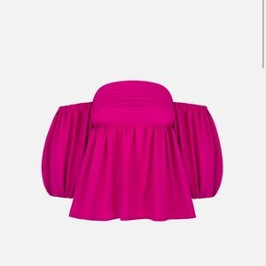 NWT MONICA NERA nicole off shoulder cotton blouse in rosa pink
